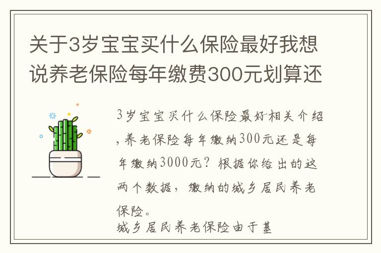 关于3岁宝宝买什么保险最好我想说养老保险每年缴费300元划算还是每年缴费3000元划算？
