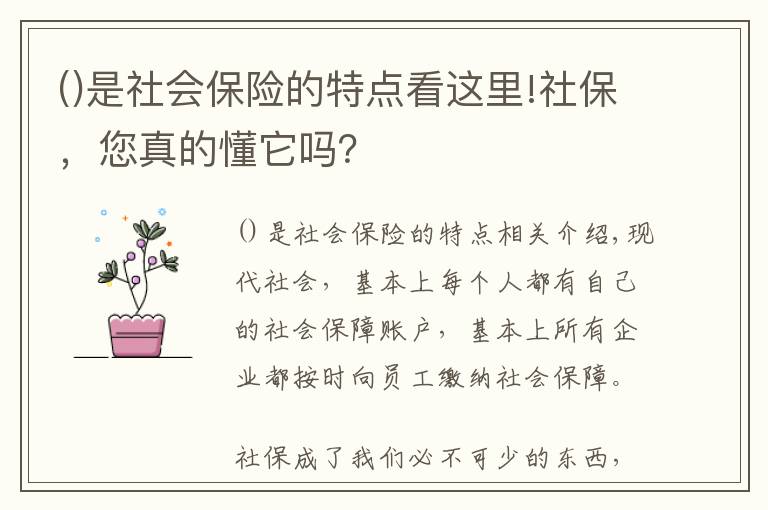 是社会保险的特点看这里!社保，您真的懂它吗？