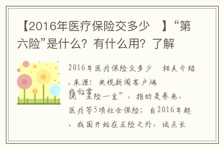 【2016年医疗保险交多少	】“第六险”是什么?有什么用?了解一下