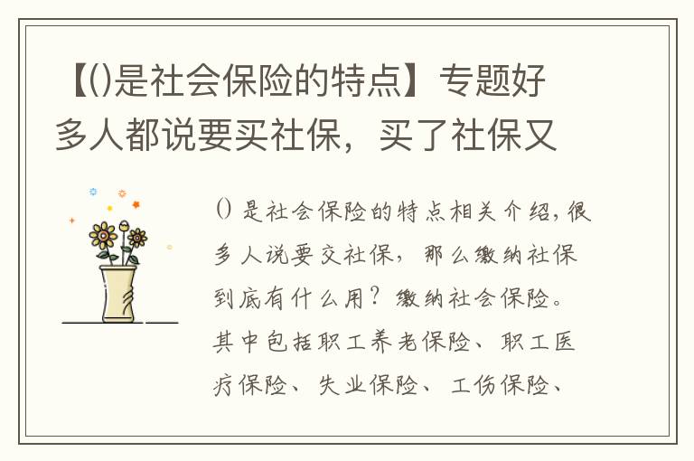 【是社会保险的特点】专题好多人都说要买社保，买了社保又有什么用呢？