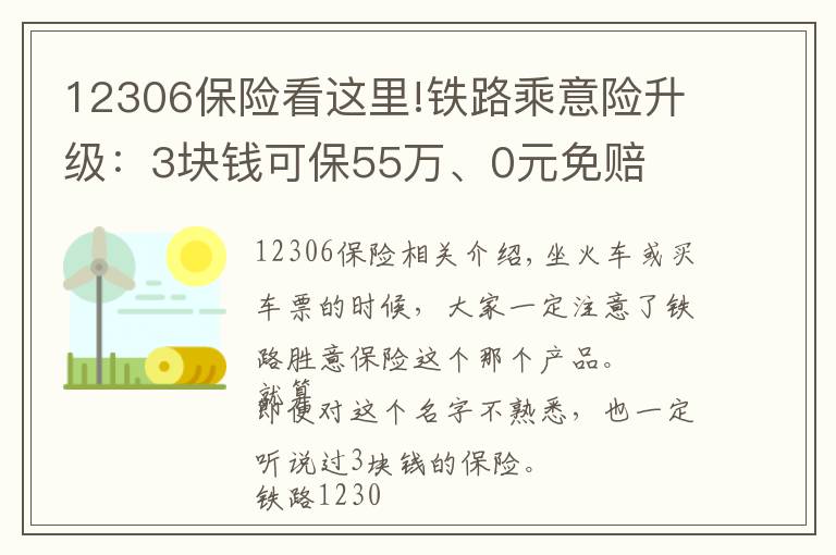12306保险看这里!铁路乘意险升级:3块钱可保55万、0元免赔