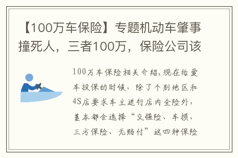 【100万车保险】专题机动车肇事撞死人,三者100万,保险公司该如何理赔?