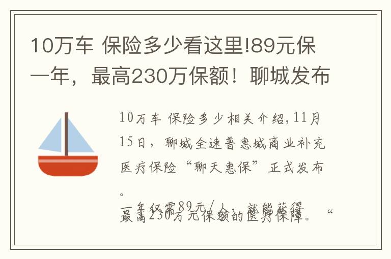 10万车 保险多少看这里!89元保一年，最高230万保额！聊城发布补充医保“聊惠保”