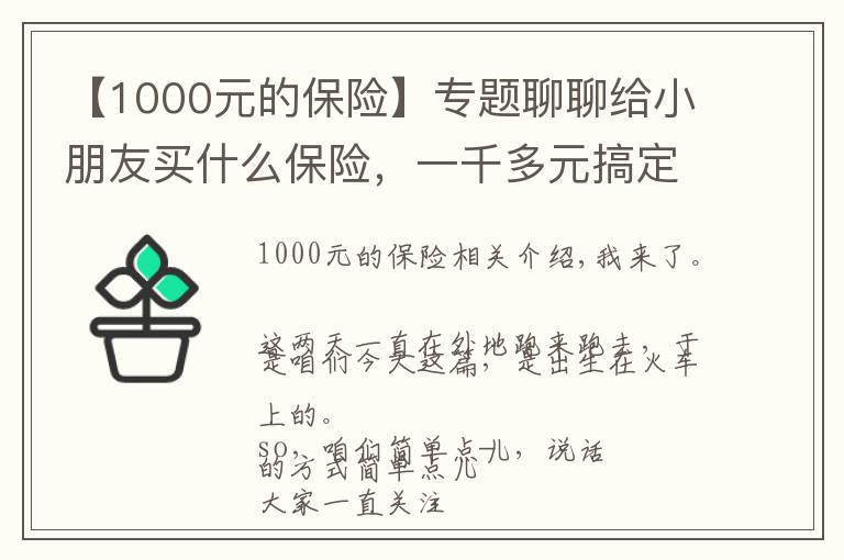 【1000元的保险】专题聊聊给小朋友买什么保险,一千多元搞定20年的大病