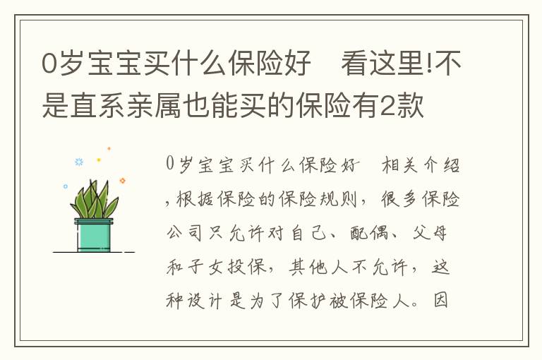 0岁宝宝买什么保险好	看这里!不是直系亲属也能买的保险有2款