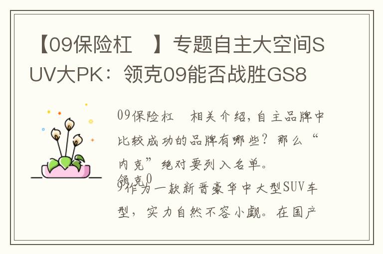 【09保险杠	】专题自主大空间SUV大PK：领克09能否战胜GS8
