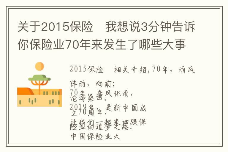 关于2015保险	我想说3分钟告诉你保险业70年来发生了哪些大事