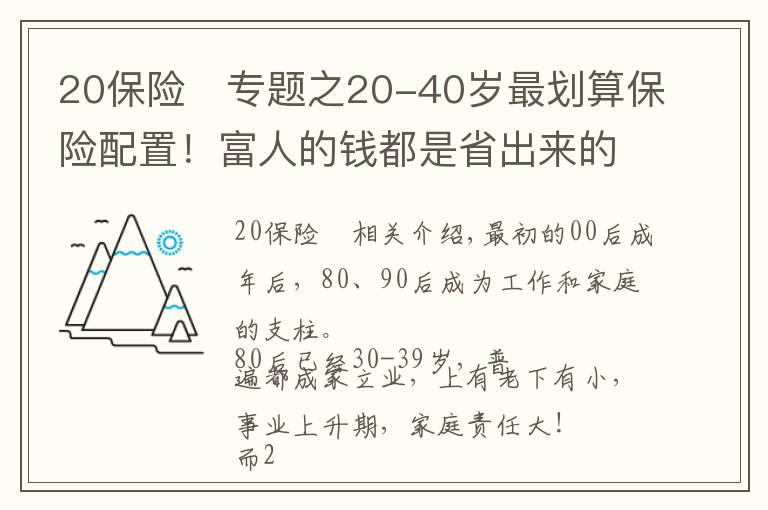 20保险	专题之20-40岁最划算保险配置！富人的钱都是省出来的，你还在多花钱？