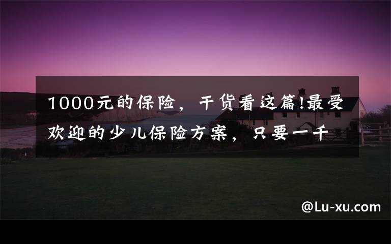 1000元的保险，干货看这篇!最受欢迎的少儿保险方案，只要一千元小沃就可以配置齐全