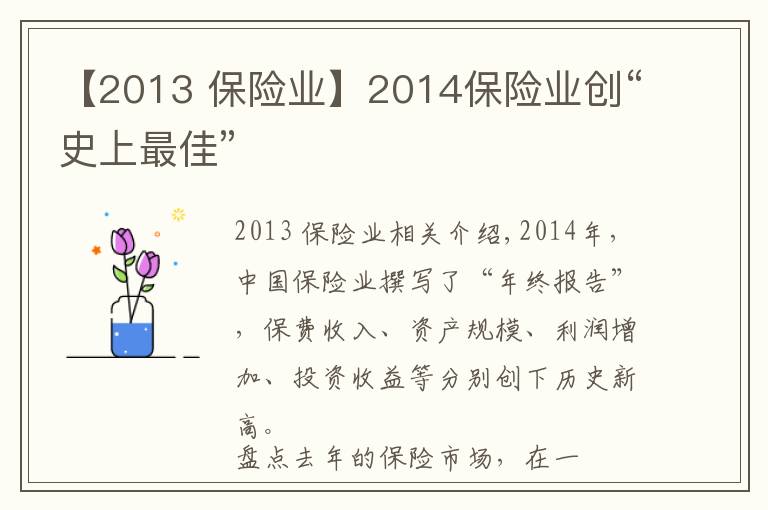 【2013 保险业】2014保险业创“史上最佳”