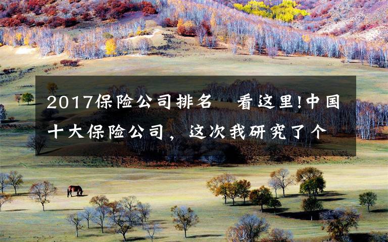 2017保险公司排名 看这里!中国十大保险公司,这次我研究了个透