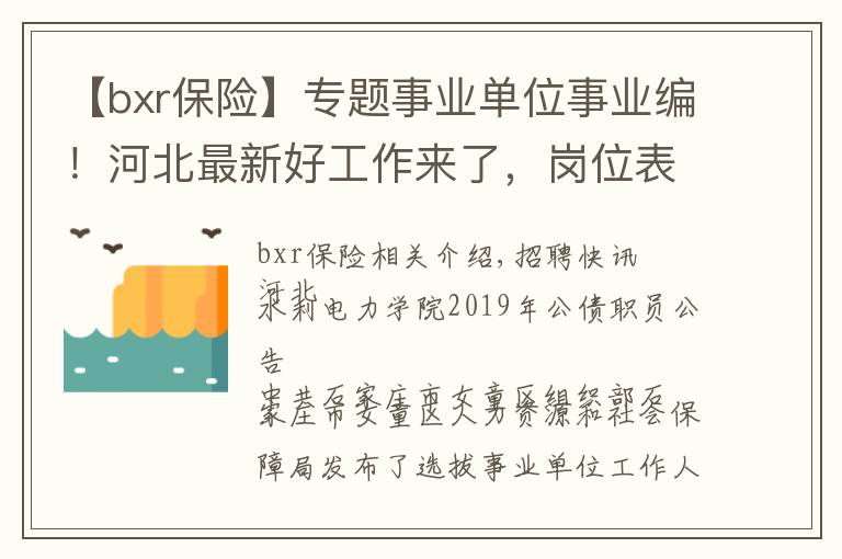 【bxr保险】专题事业单位事业编!河北最新好工作来了,岗位表
