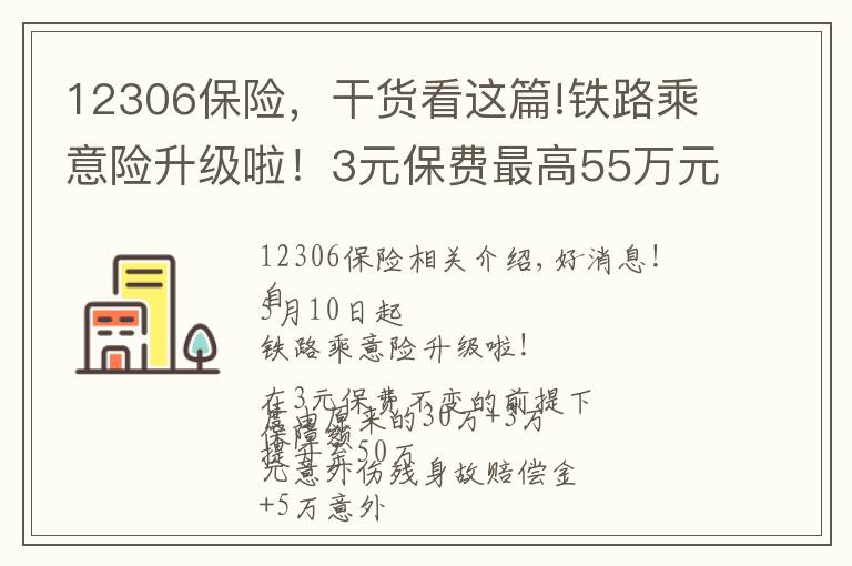 12306保险,干货看这篇!铁路乘意险升级啦!3元保费最高55万元保障