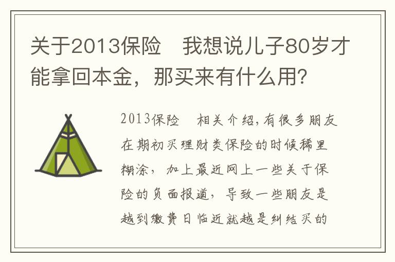 关于2013保险	我想说儿子80岁才能拿回本金,那买来有什么用?令人蒙圈的理财保险