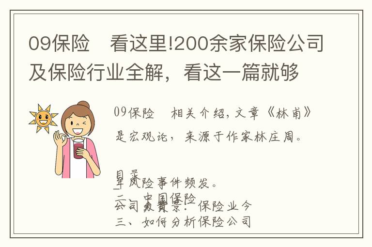 09保险	看这里!200余家保险公司及保险行业全解，看这一篇就够了