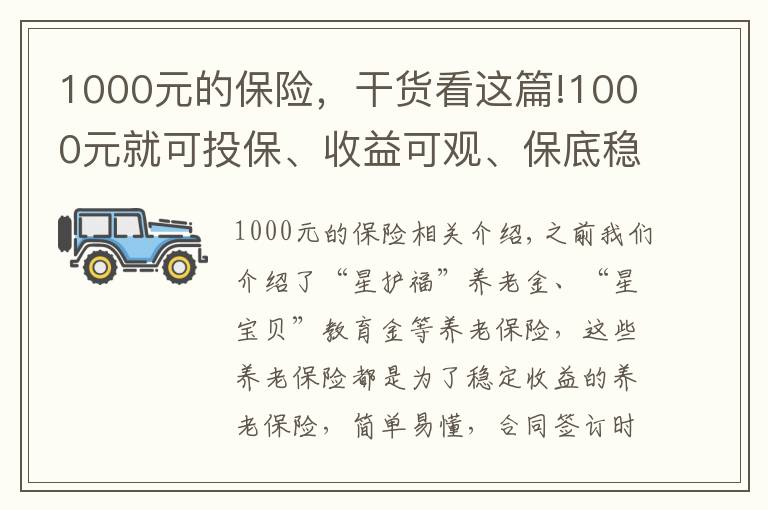 1000元的保险,干货看这篇!1000元就可投保、收益可观、保底稳、自由灵活,这款年金不简单