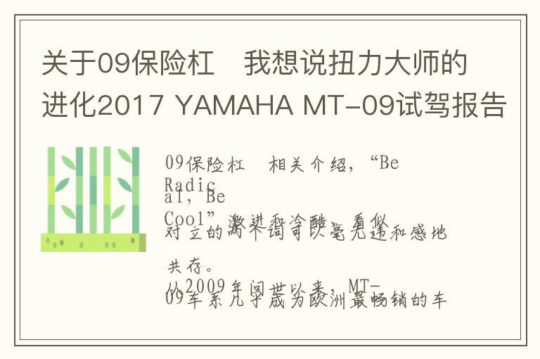 关于09保险杠	我想说扭力大师的进化2017 YAMAHA MT-09试驾报告