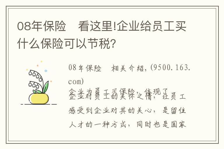 08年保险	看这里!企业给员工买什么保险可以节税？