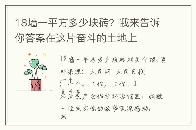 18墙一平方多少块砖?我来告诉你答案在这片奋斗的土地上