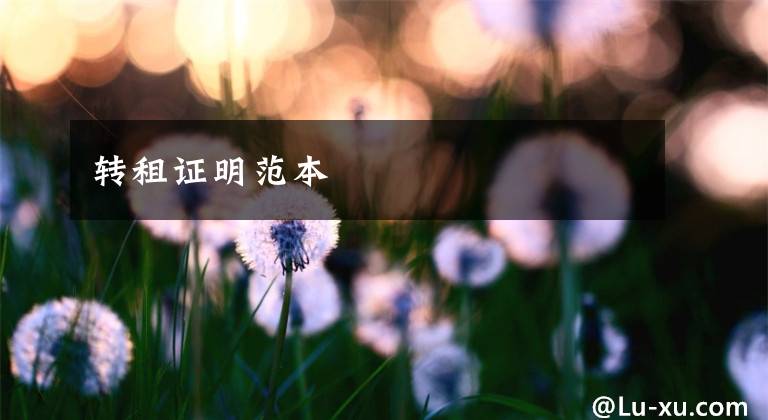 转租证明范本