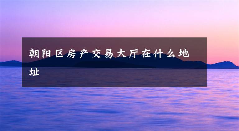 朝阳区房产交易大厅在什么地址