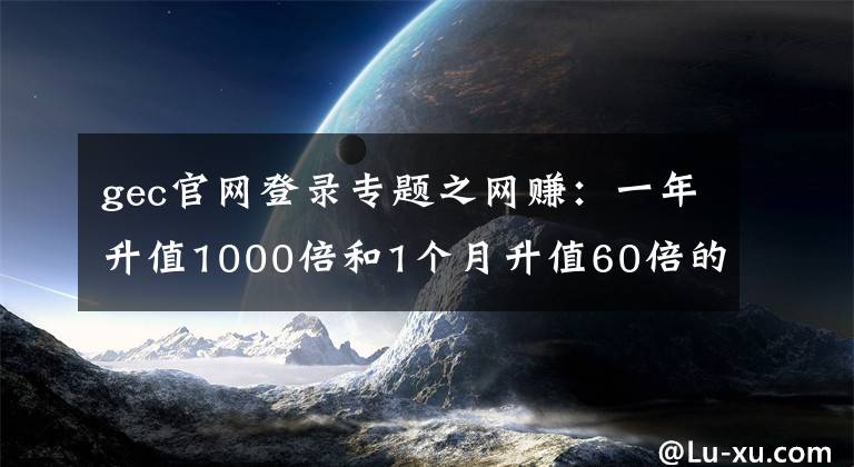 gec官网登录专题之网赚:一年升值1000倍和1个月升值60倍的数字货币你有吗?