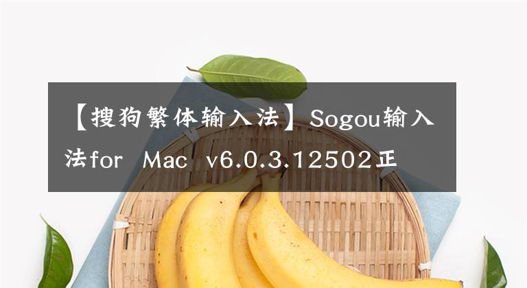 【搜狗繁体输入法】Sogou输入法for  Mac  v6.0.3.12502正式免费版本
