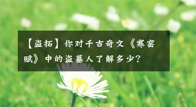 【盗拓】你对千古奇文《寒窑赋》中的盗墓人了解多少?