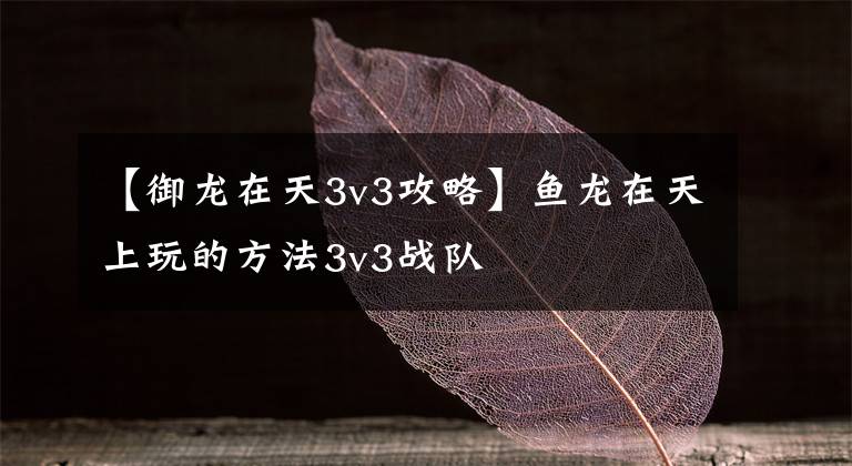 【御龙在天3v3攻略】鱼龙在天上玩的方法3v3战队
