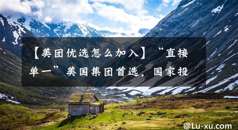 【美团优选怎么加入】“直接单一”美国集团首选，国家投资