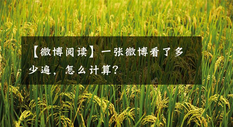 【微博阅读】一张微博看了多少遍，怎么计算？
