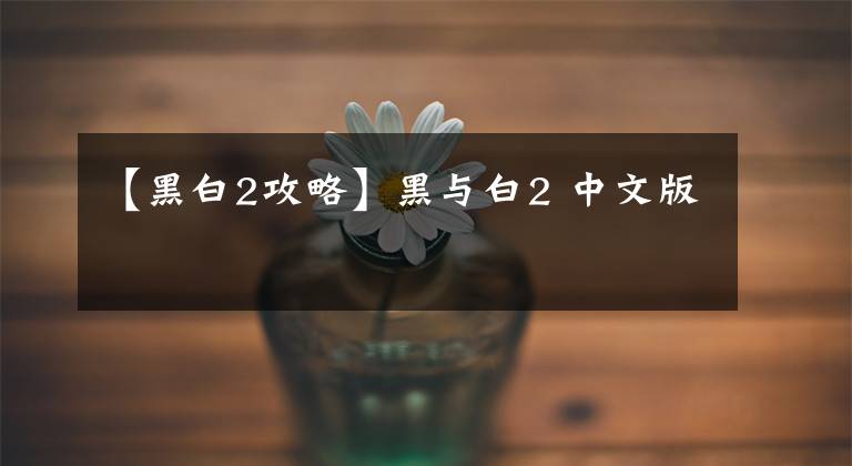 【黑白2攻略】黑与白2 中文版