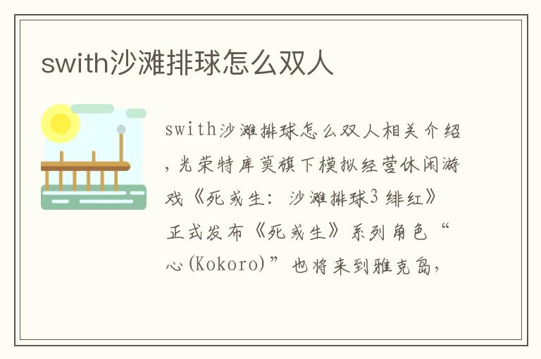 swith沙滩排球怎么双人