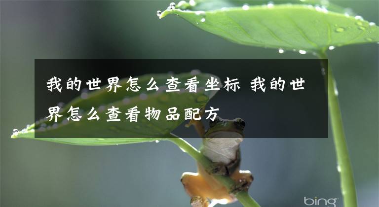 我的世界怎么查看坐标 我的世界怎么查看物品配方