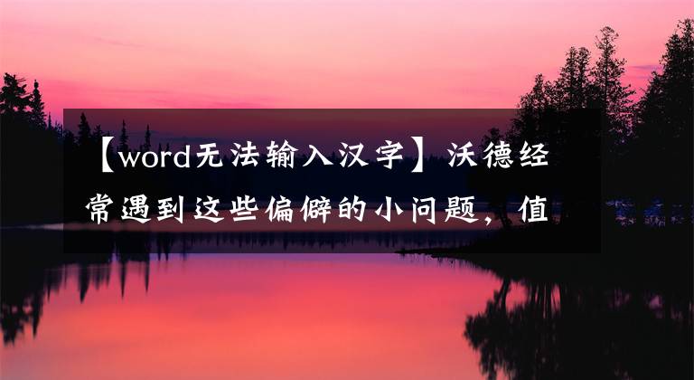 【word无法输入汉字】沃德经常遇到这些偏僻的小问题，值钱的收藏品。