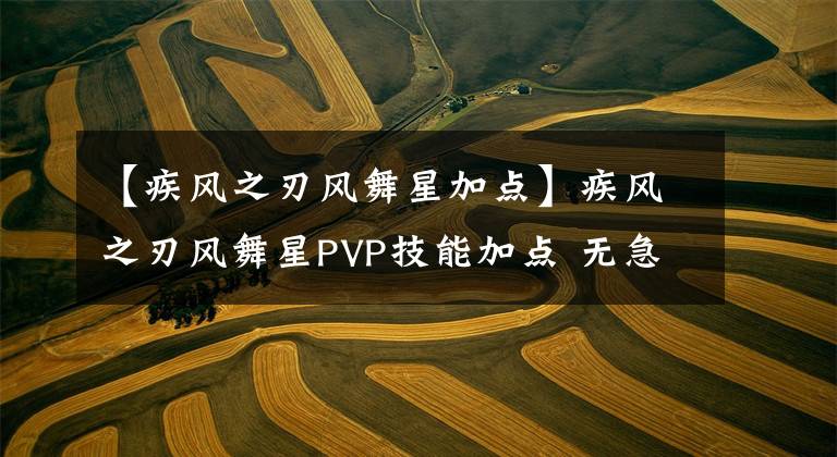 【疾风之刃风舞星加点】疾风之刃风舞星PVP技能加点 无急遁一样起飞