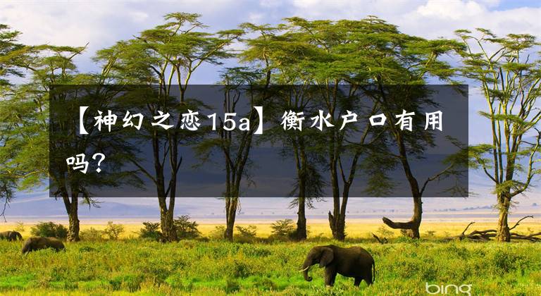 【神幻之恋15a】衡水户口有用吗?