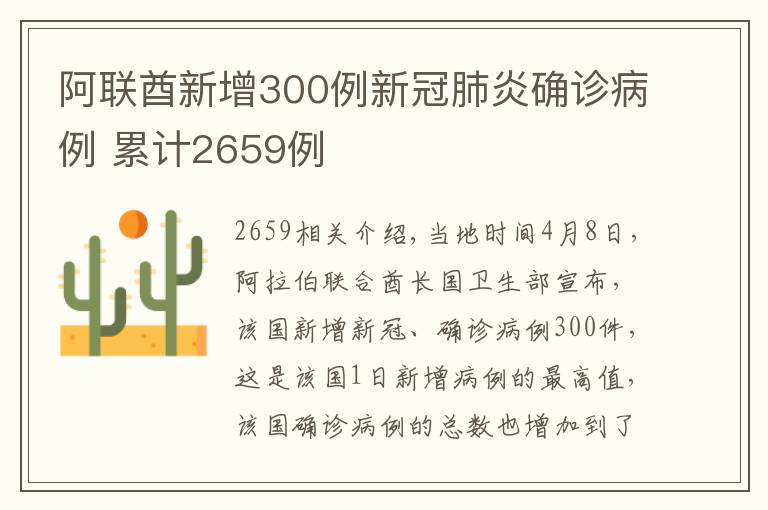 阿联酋新增300例新冠肺炎确诊病例 累计2659例