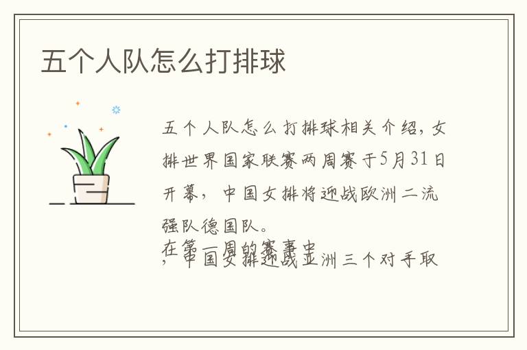五个人队怎么打排球