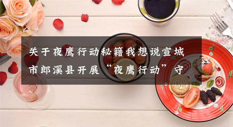 关于夜鹰行动秘籍我想说宣城市郎溪县开展“夜鹰行动”守护一方蓝天