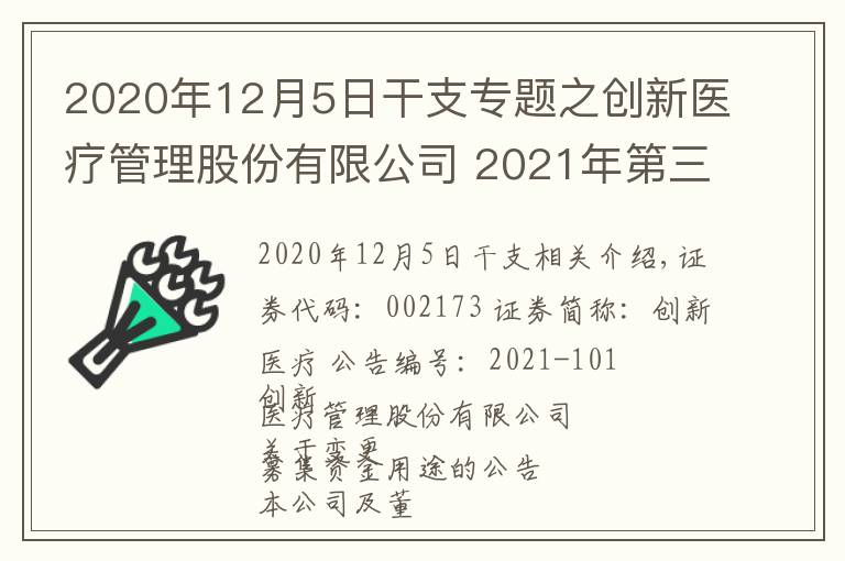 2020年12月5日干支专题之创新医疗管理股份有限公司 2021年第三季度报告