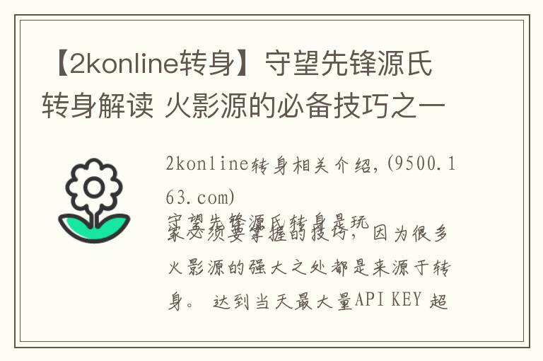 【2konline转身】守望先锋源氏转身解读 火影源的必备技巧之一