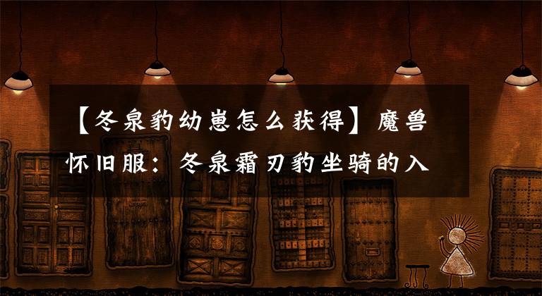 【冬泉豹幼崽怎么获得】魔兽怀旧服：冬泉霜刃豹坐骑的入手指南和攻略