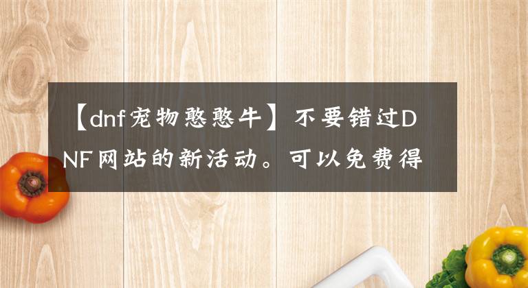 【dnf宠物憨憨牛】不要错过DNF网站的新活动。可以免费得到憨厚的宠物憨厚的牛。