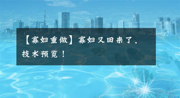 【寡妇重做】寡妇又回来了,技术预览!