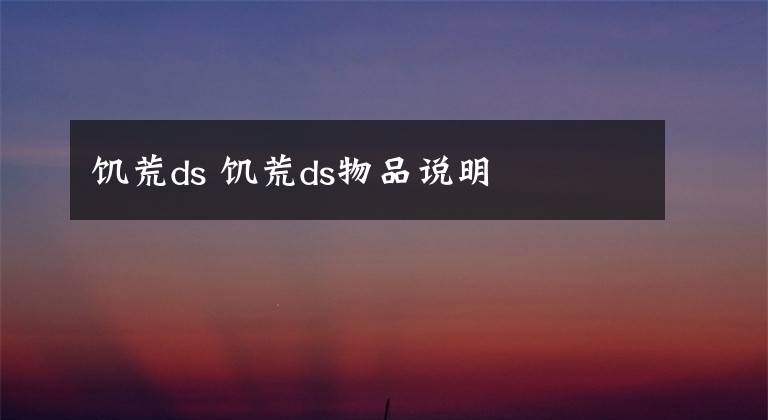 饥荒ds 饥荒ds物品说明