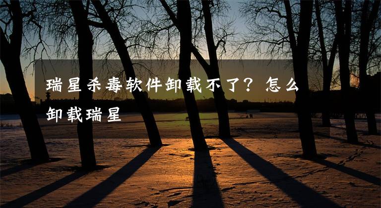 瑞星杀毒软件卸载不了？怎么卸载瑞星