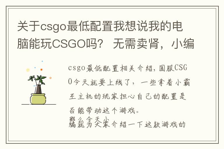 关于csgo最低配置我想说我的电脑能玩CSGO吗? 无需卖肾,小编良心分析