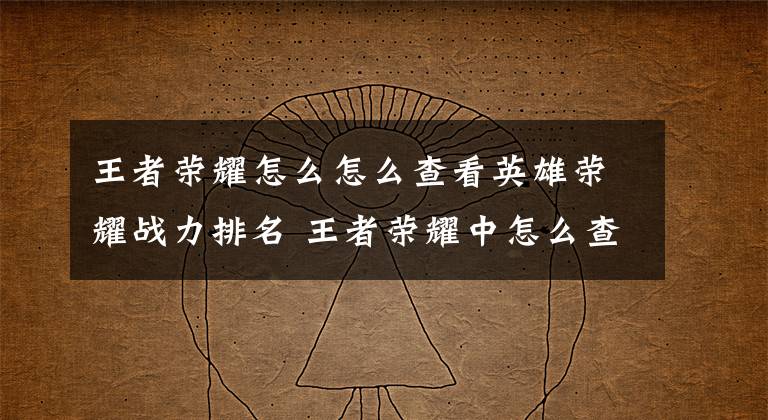 王者荣耀怎么怎么查看英雄荣耀战力排名 王者荣耀中怎么查询英雄战力排名