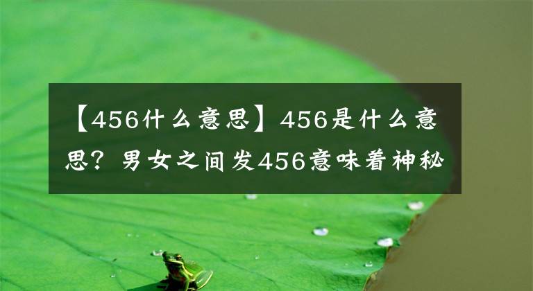 【456什么意思】456是什么意思？男女之间发456意味着神秘？